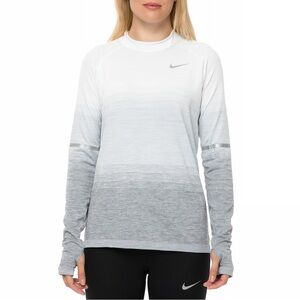 Nike dri-fit long sleeve running shirt small grey strips